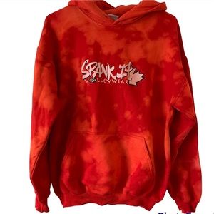 Bleach Tie Dye Red graphic Hoodie Volleyball sweatshirt Gildan Adult M Medium